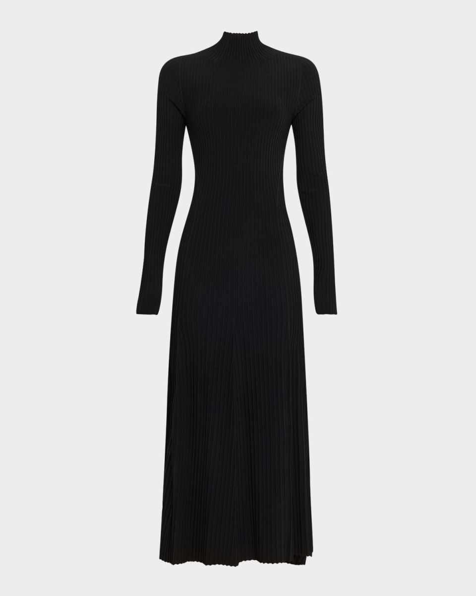 Tabitha Turtleneck Rib Long-Sleeve Maxi Dress